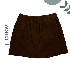 J.CREW Brown Corduroy Mini Skirt w/ Pockets Back Zipper– Size 10 Classic & Cozy
